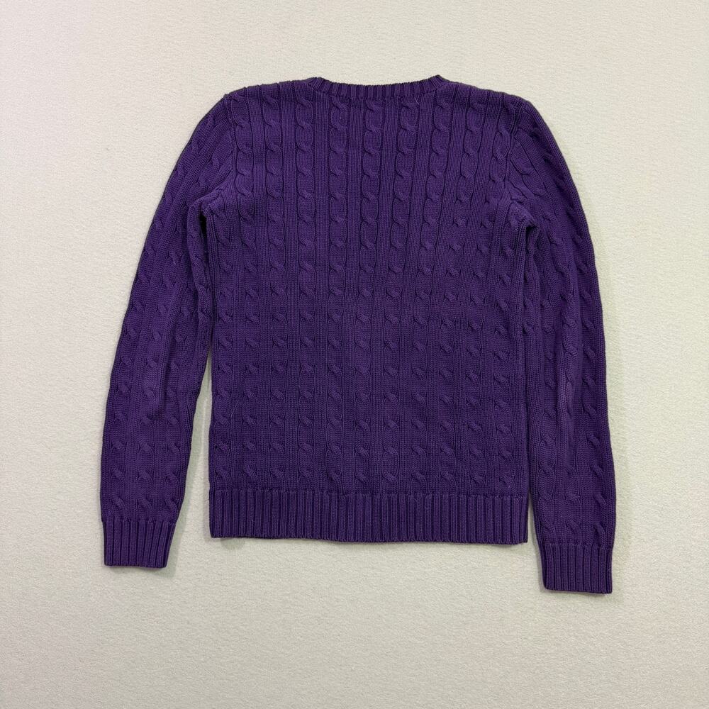 Vintage Ralph Lauren Sport Cable Knit Sweater Women's Medium Purple Crewneck - Picture 6 of 8